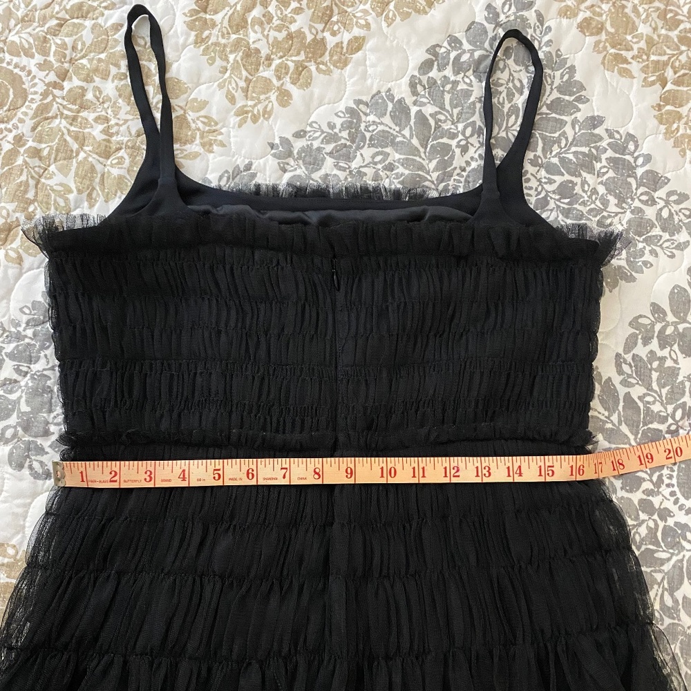 COPY - NWOT Rebecca Taylor Black Sleeveless Smocked Ruched tulle dress - Picture 11 of 13